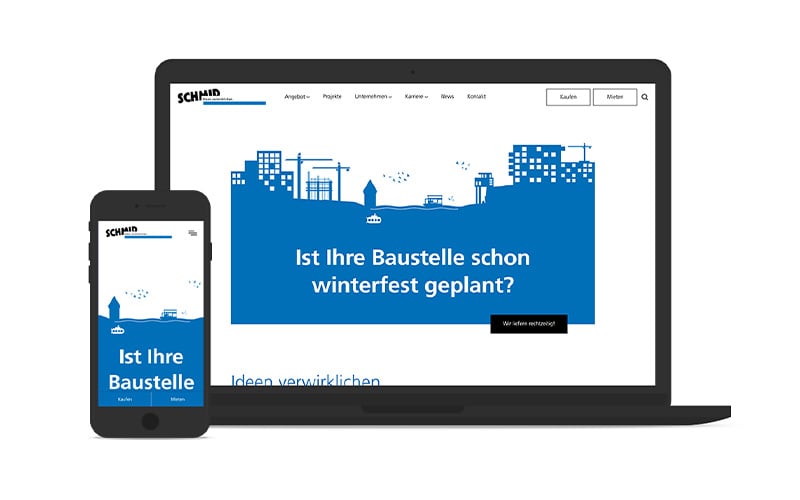 Screenshot der individuell mitHubSpot entwickelten Website für Schmid