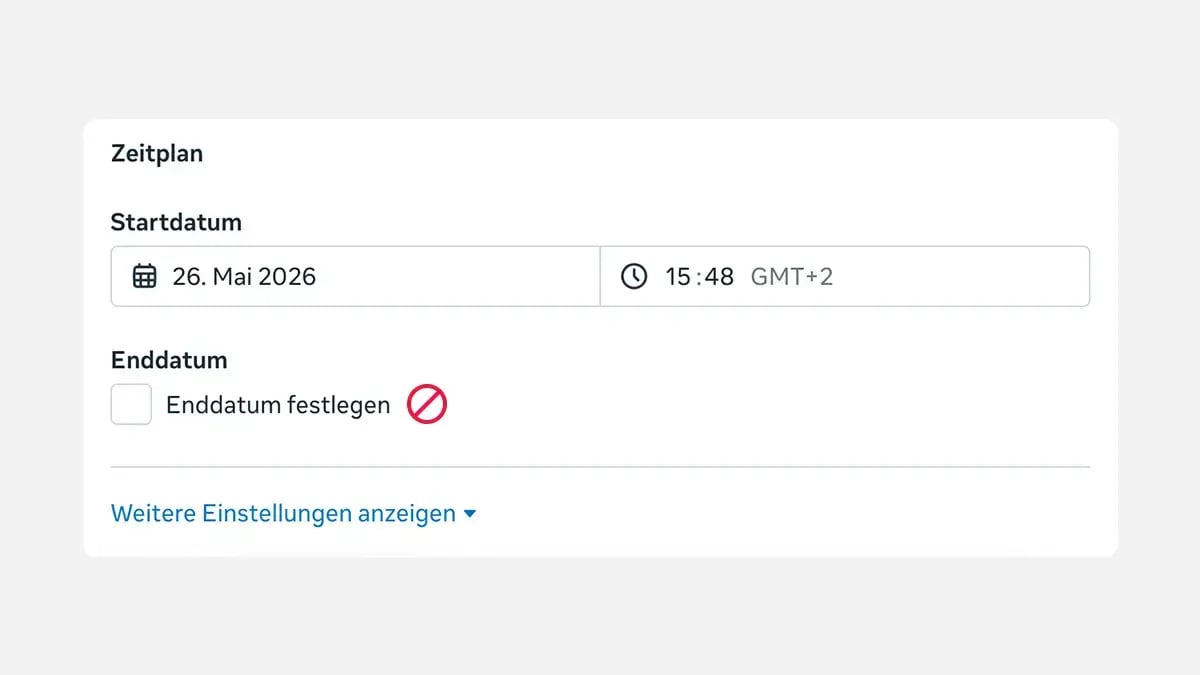 Screenshot Enddatum Meta Ad